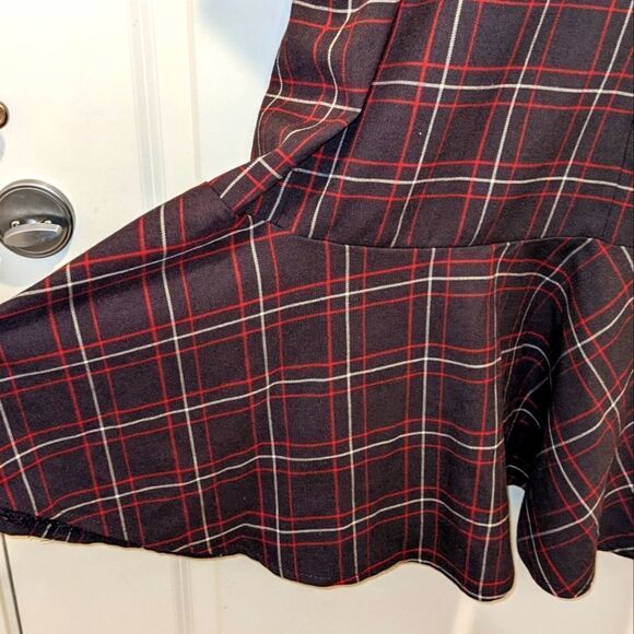 5$ Item! V&X Plaid Mutton Chop Sleeve Drop Waist Ruffle Bottom Dress - Picture 5 of 8